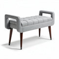 Upholstered Storage Bench for Entryway Seating – Fabric with Wood Legs – 80 x 40 x 45cm