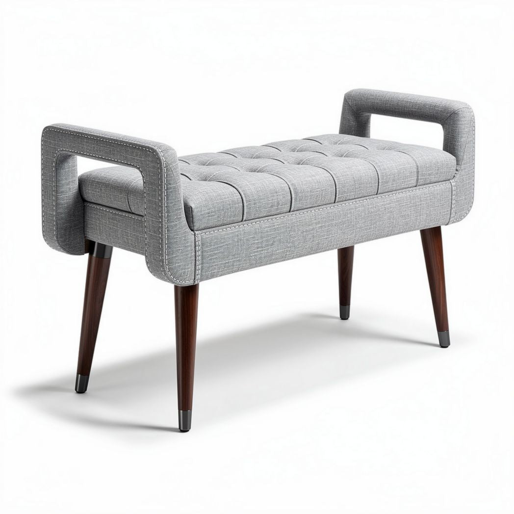 Upholstered Storage Bench for Entryway Seating – Fabric with Wood Legs – 80 x 40 x 45cm