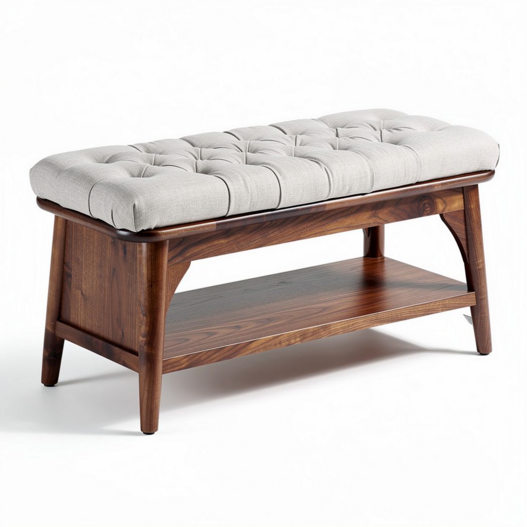 Wooden Bench with Cushion for Indoor Seating – 120 x 40 x 45cm