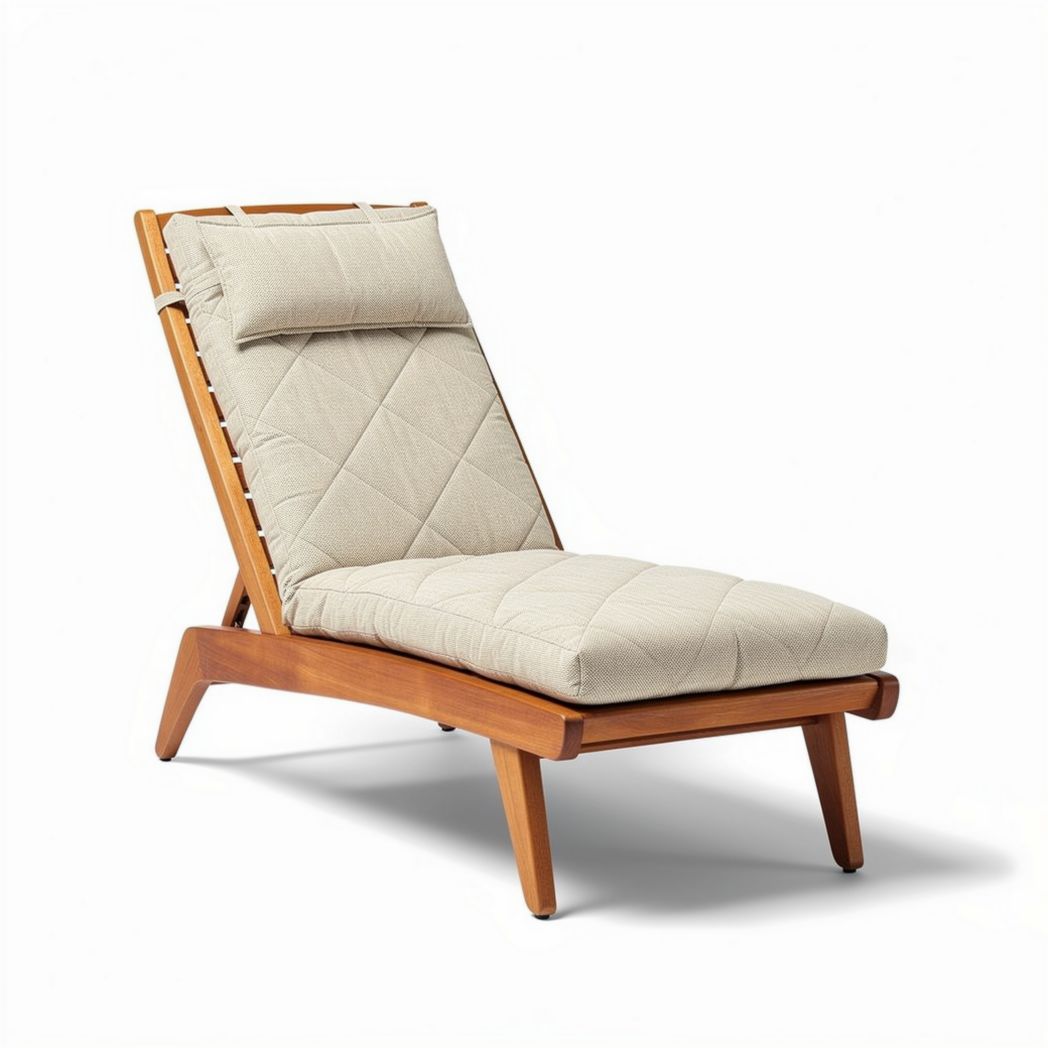 Wooden Lounge Chair with Adjustable Backrest – Suitable for Relaxation – Upholstered Fabric – 120 x 70 x 85cm