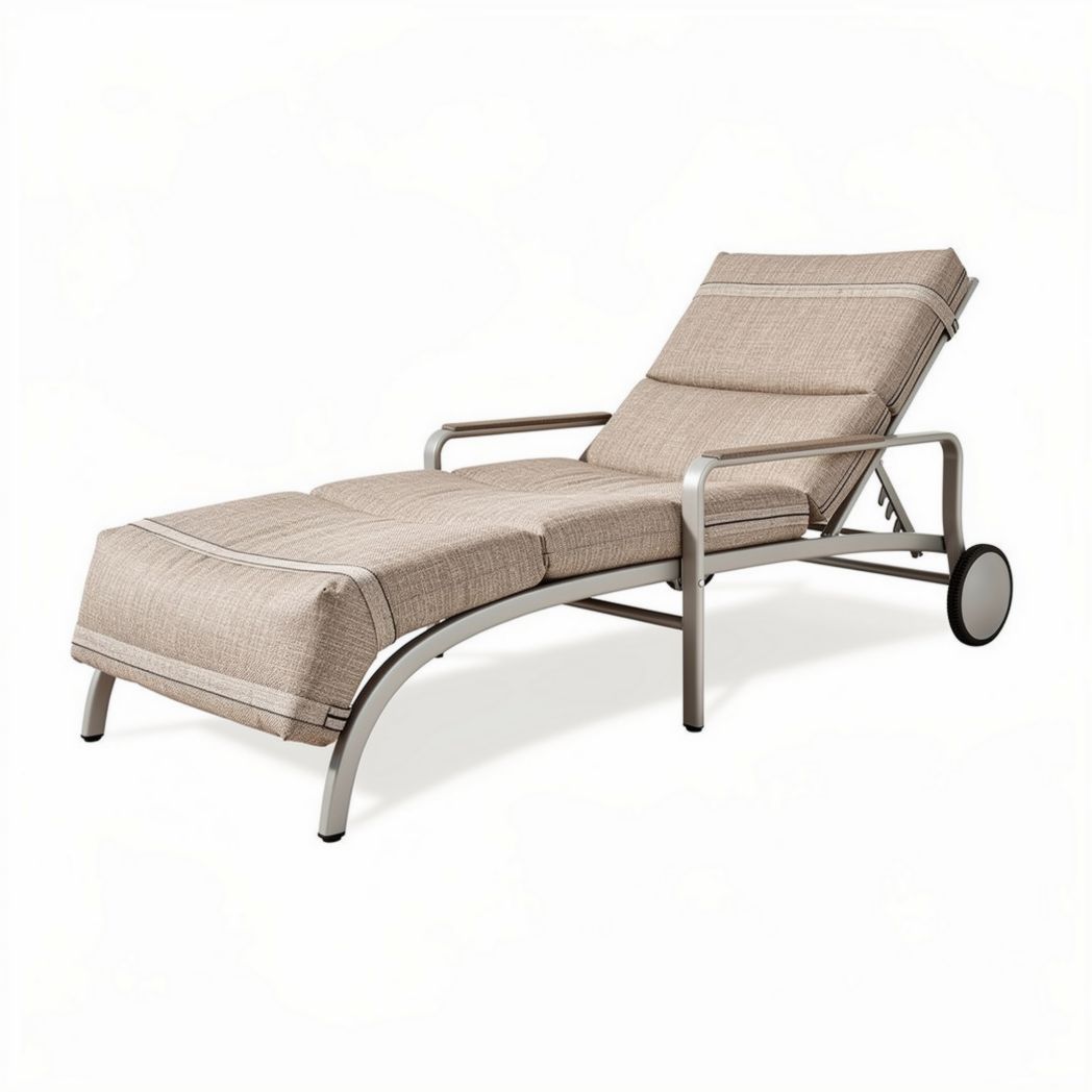 Aluminum Outdoor Chaise Lounge Chair – Suitable for Patio Use – Fabric Upholstery – 180 x 70 x 90cm