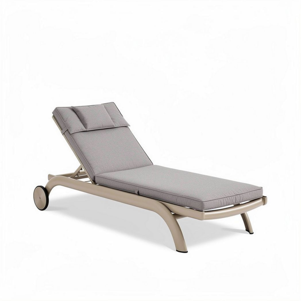 Aluminum Frame Outdoor Chaise Lounge Chair – Suitable for Patio Use – Upholstered with Fabric – 200 x 70 x 30cm