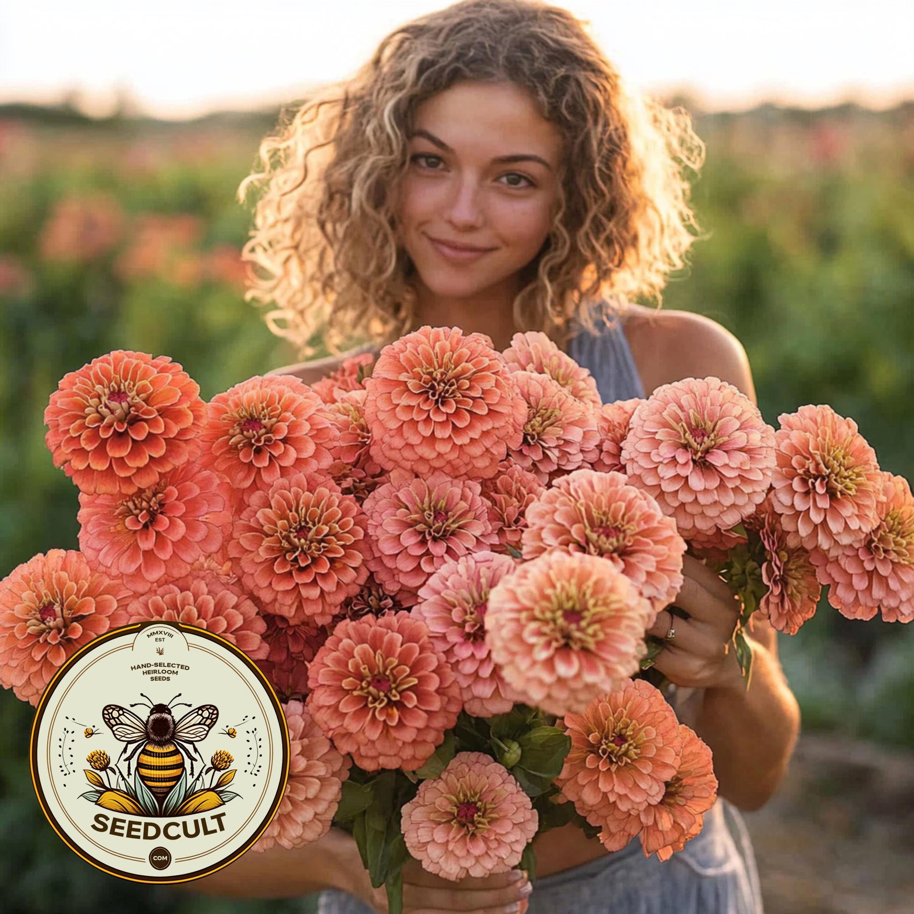 Benary#39;s Giant Salmon Rose Zinnia Seeds, Largest Giant Zinnias, Zinnia Elegans ZE3725